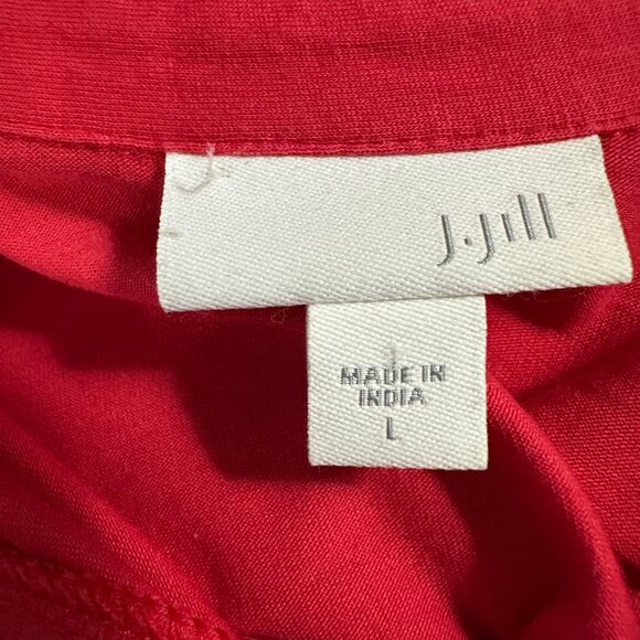 J. Jill women’s size L red pima cotton long sleeve button front top - Picture 3 of 6
